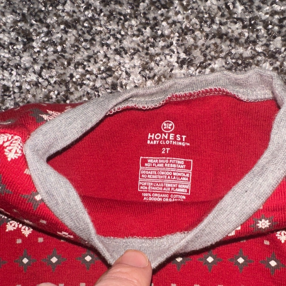 The Honest Company Festive Red and Gray Kids Pajama Set - Picture 2 of 9